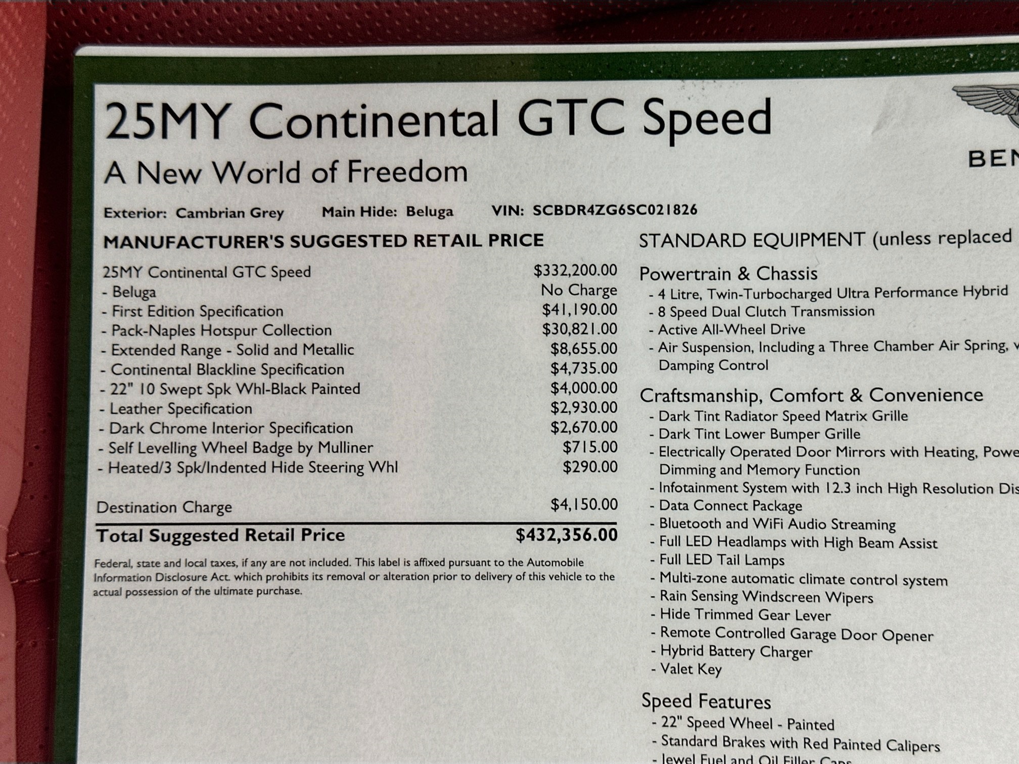 new 2025 Bentley Continental GTC car