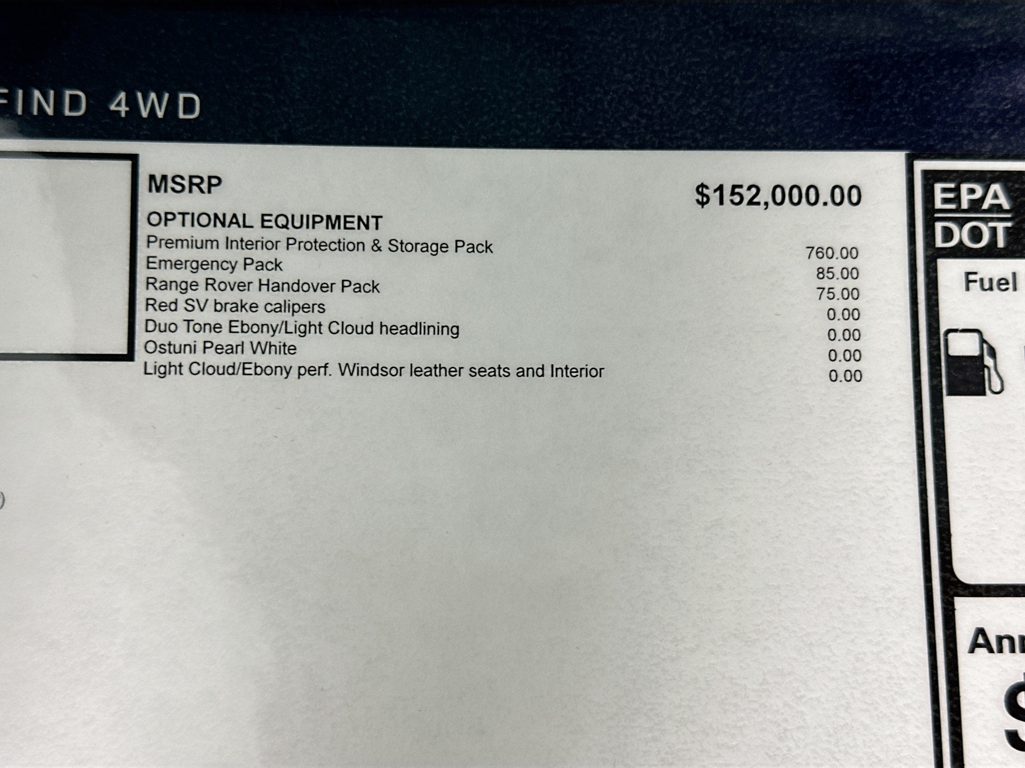 new 2026 Land Rover Range Rover car, priced at $154,770