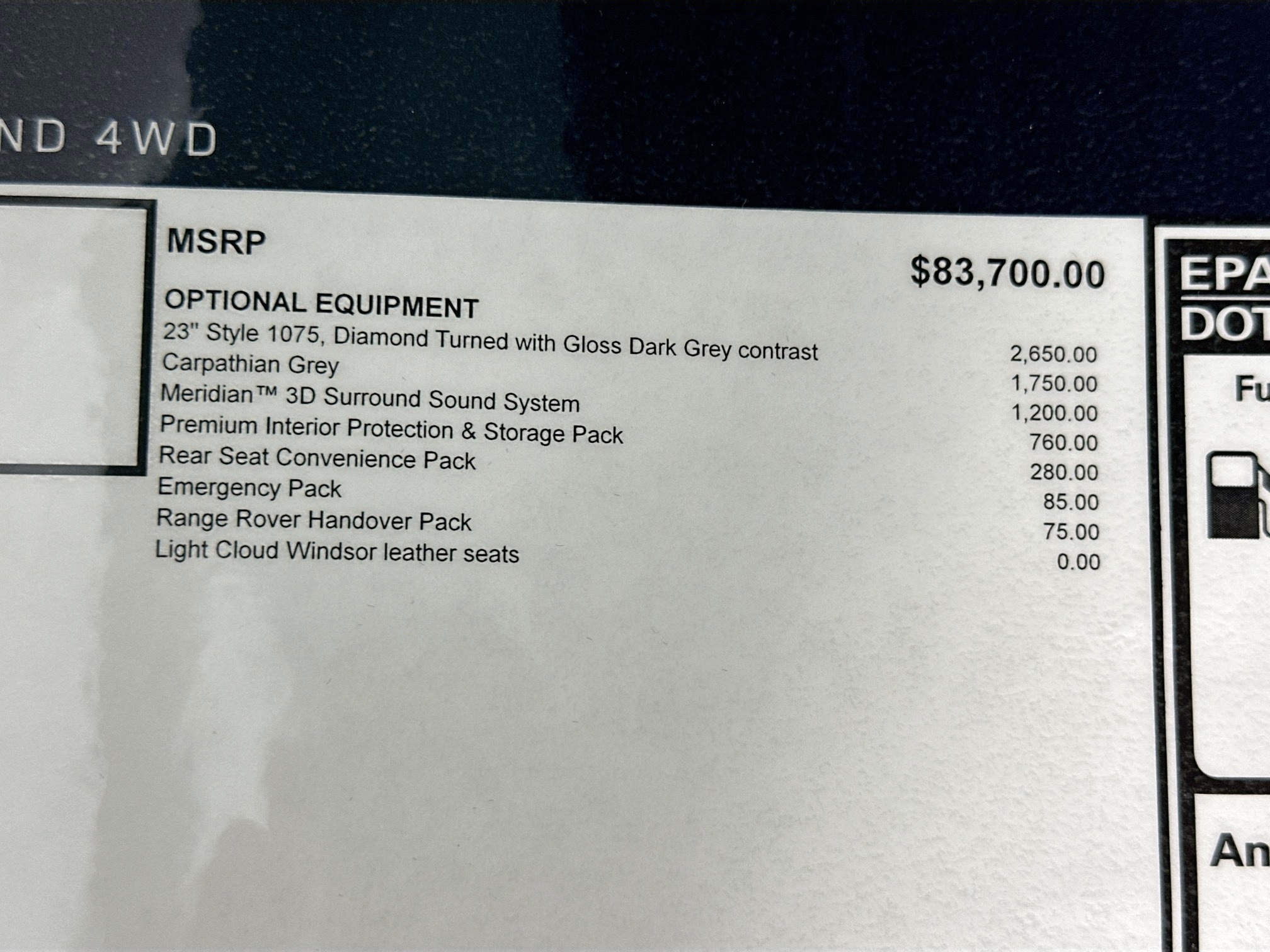 new 2026 Land Rover Range Rover Sport car, priced at $92,350