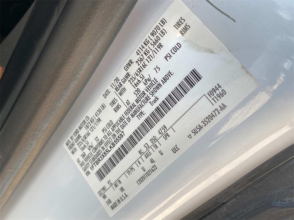 2020 Oxford White Ford Transit Cargo Van Base RWD Van