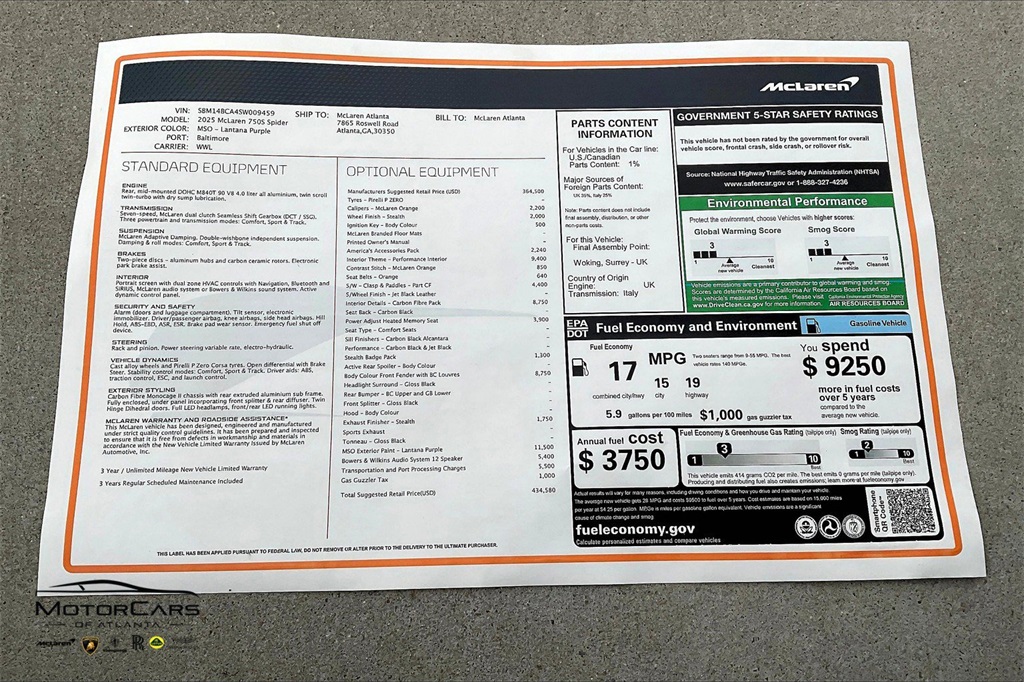 2025 McLaren 750S RWD Convertible