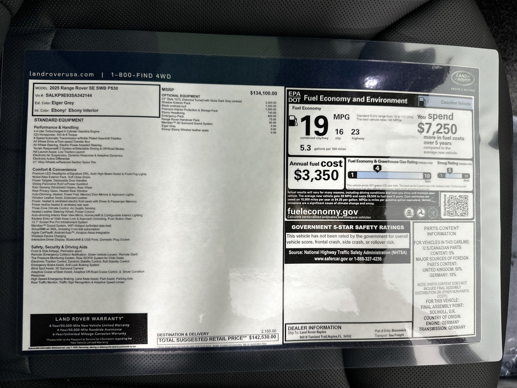 new 2025 Land Rover Range Rover car, priced at $142,530