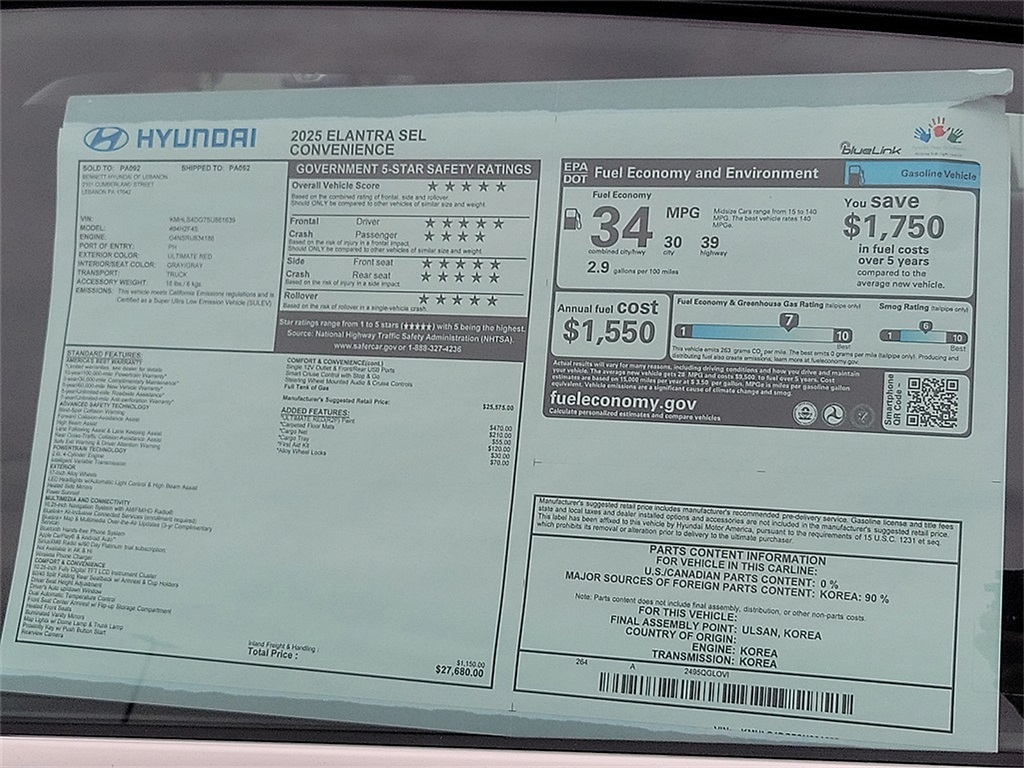 used 2025 Hyundai Elantra car, priced at $22,976