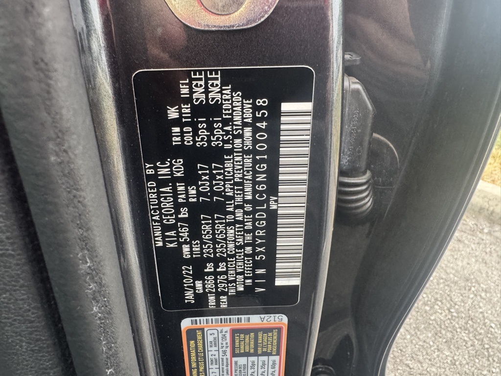 2022 Kia Sorento LX:16914T