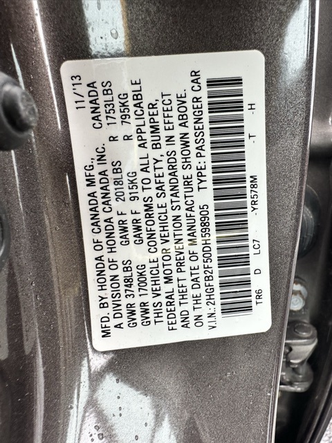 2013 Brown Honda Civic Sdn LX FWD Sedan