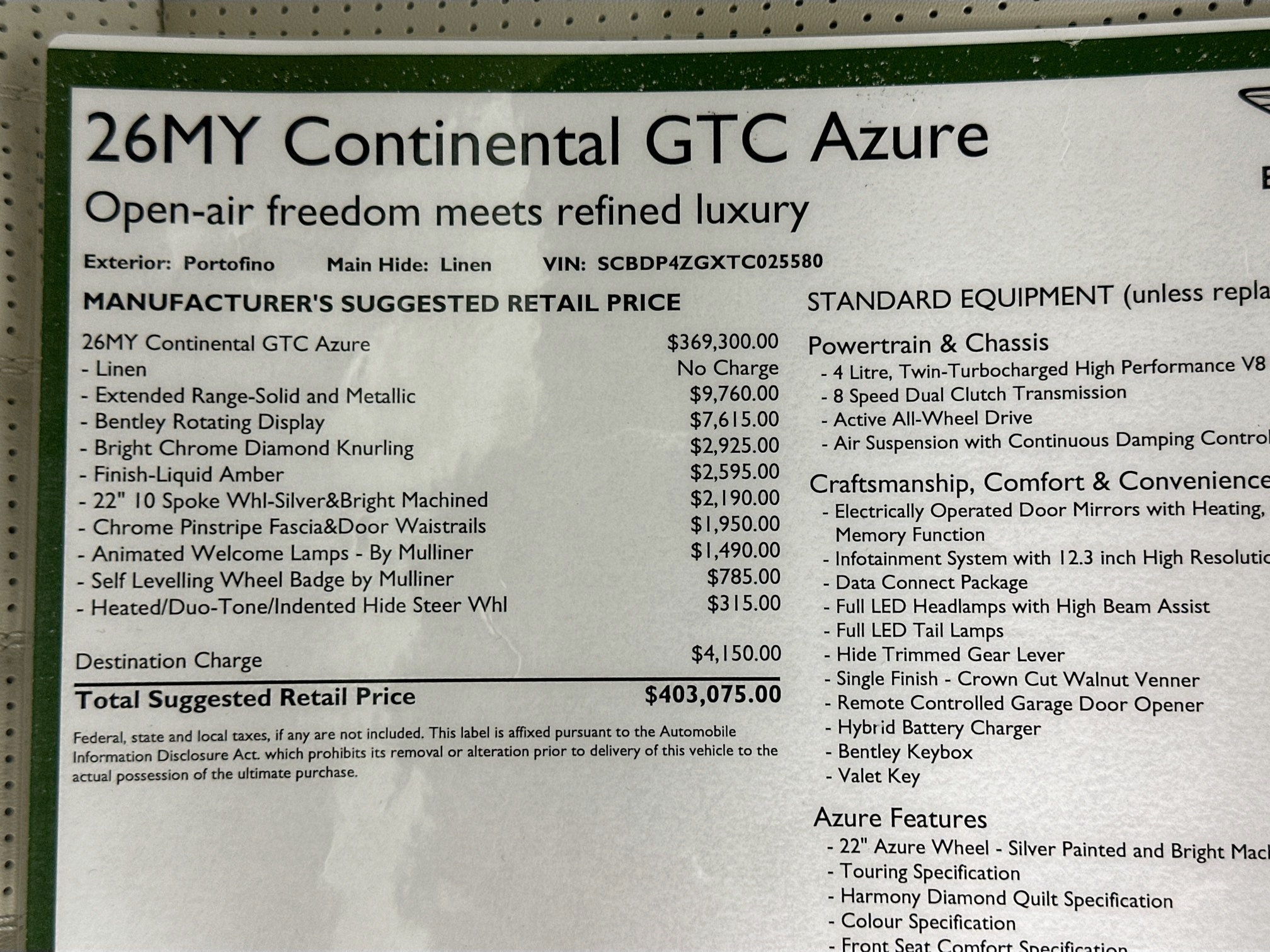 new 2026 Bentley Continental GTC car