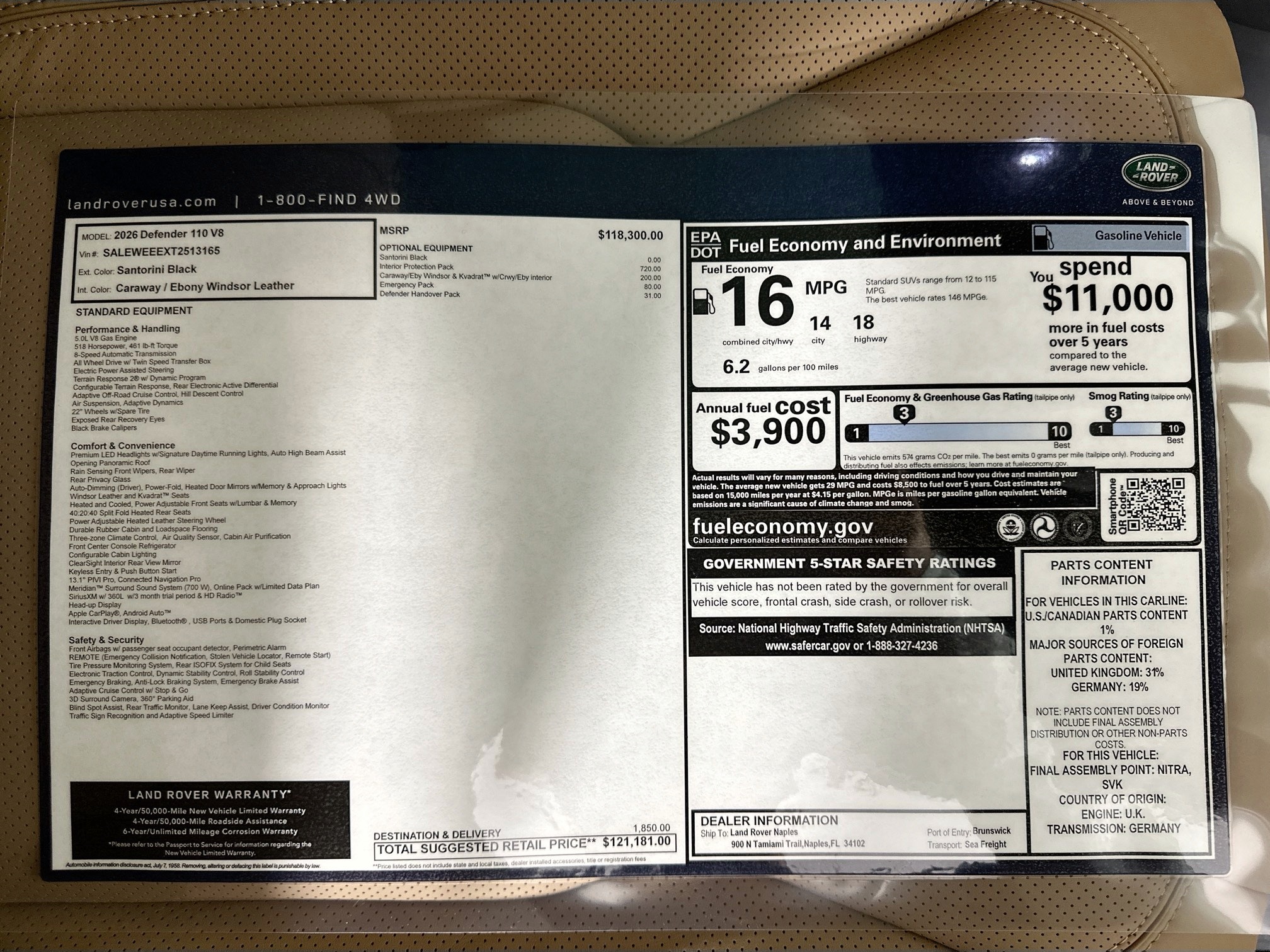 new 2026 Land Rover Defender 110 car, priced at $121,181