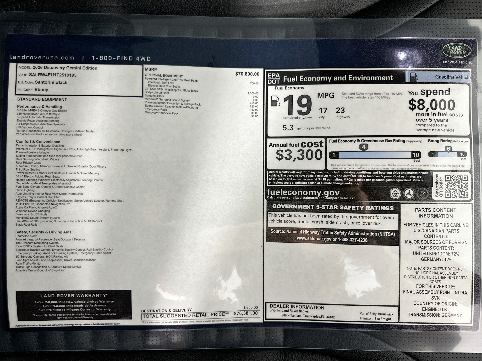 new 2026 Land Rover Discovery car, priced at $76,381