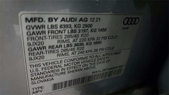 2022 Audi Q7 45 Premium Plus quattro 2022 Audi Q7 45 Premium Plus quattro