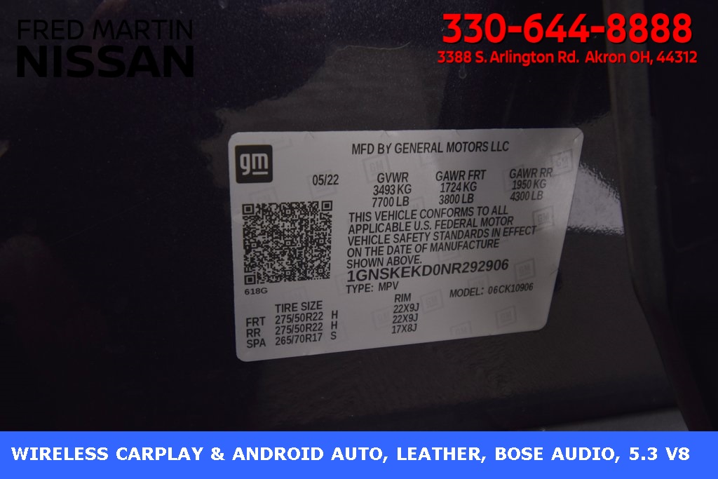 used 2022 Chevrolet Suburban car, priced at $52,000