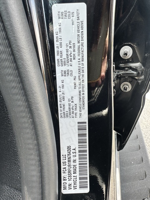 2021 Diamond Black Crystal Pearlcoat Ram 1500 TRX 4X4 Truck