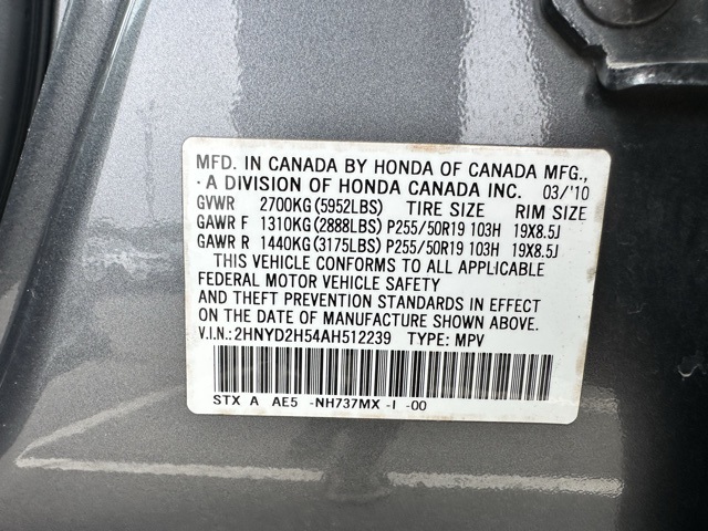 2010 Gray Acura MDX 3.7L Advance Package AWD SUV