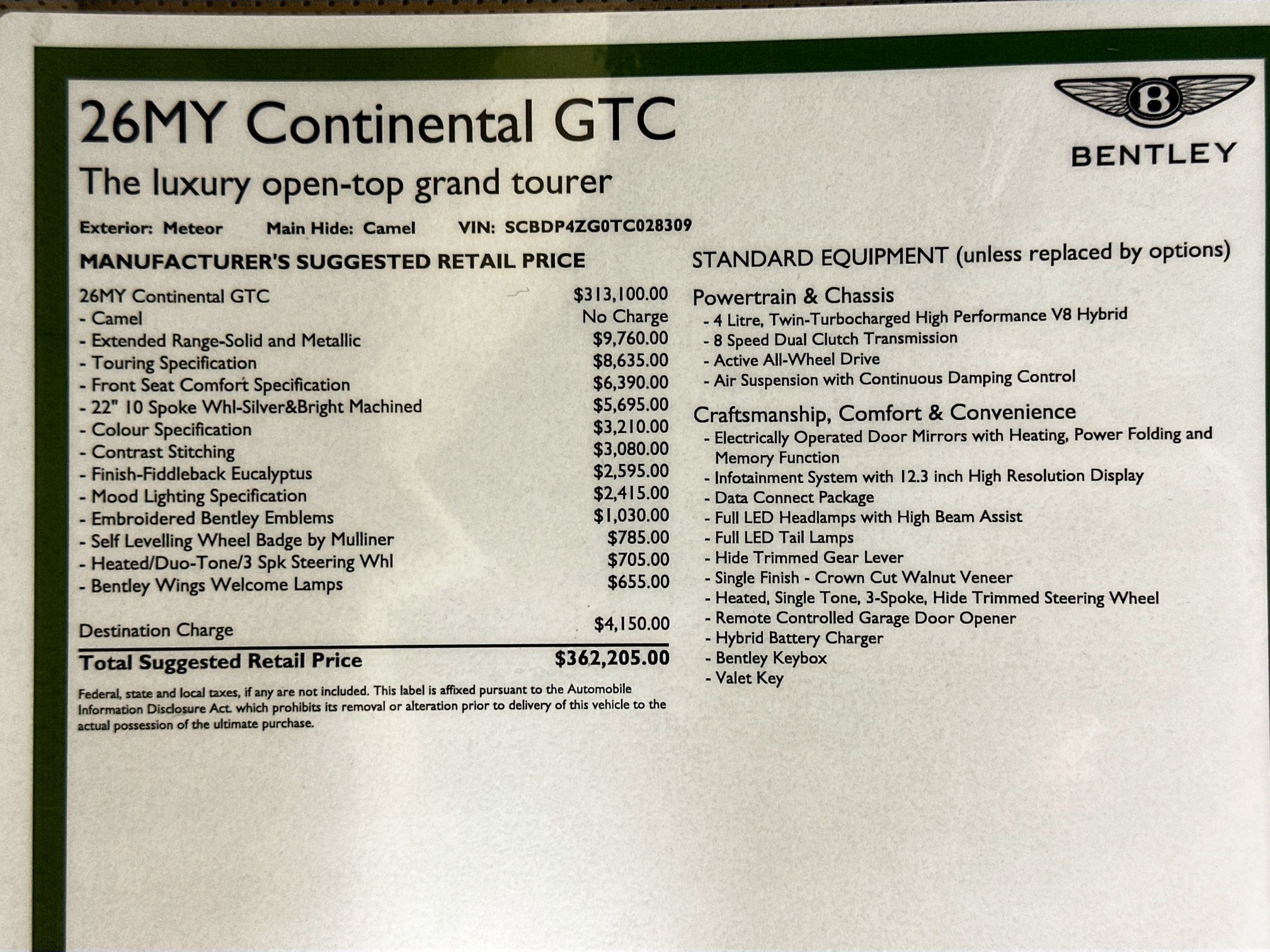 new 2026 Bentley Continental GTC car