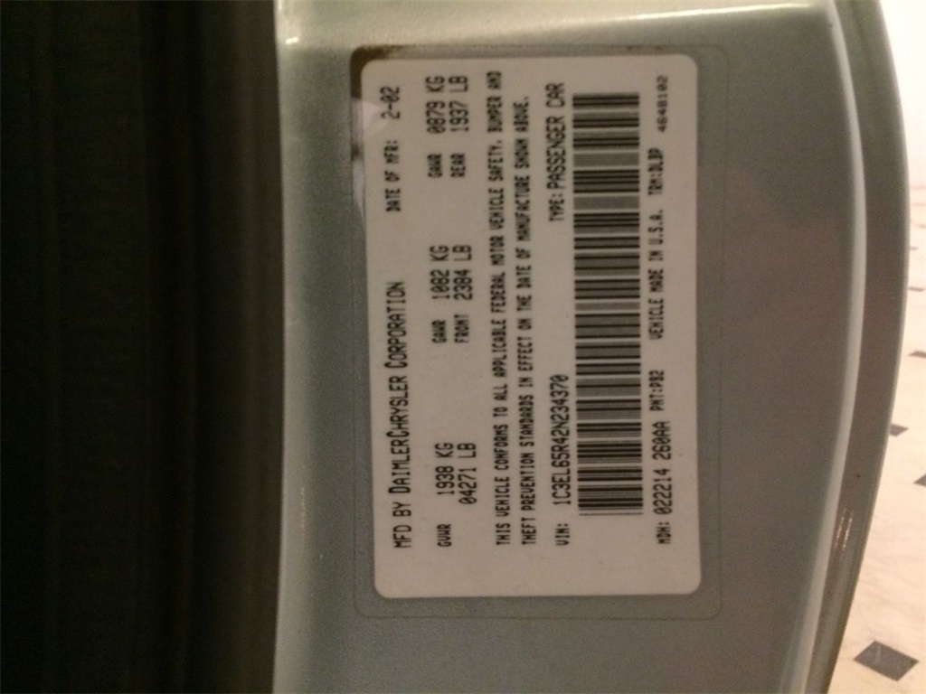 2002 CHRYSLER SEBRING - M1107