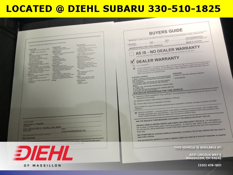 Used 2022 Volkswagen Taos SUV