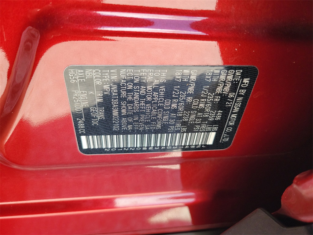 2021 Scarlet Ember Tintcoat Nissan Rogue SV FWD SUV