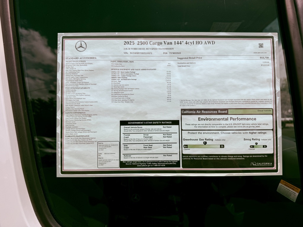 New 2025 Mercedes-Benz Sprinter 2500 Standard Roof AWD Empty Cargo Van for sale #MV1611 - photo 20