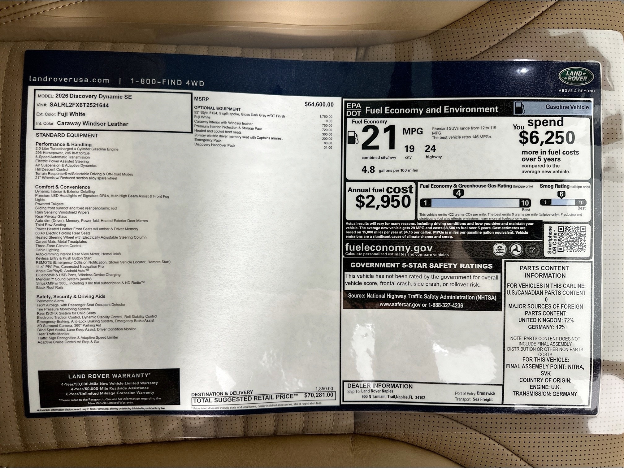 new 2026 Land Rover Discovery car, priced at $70,281