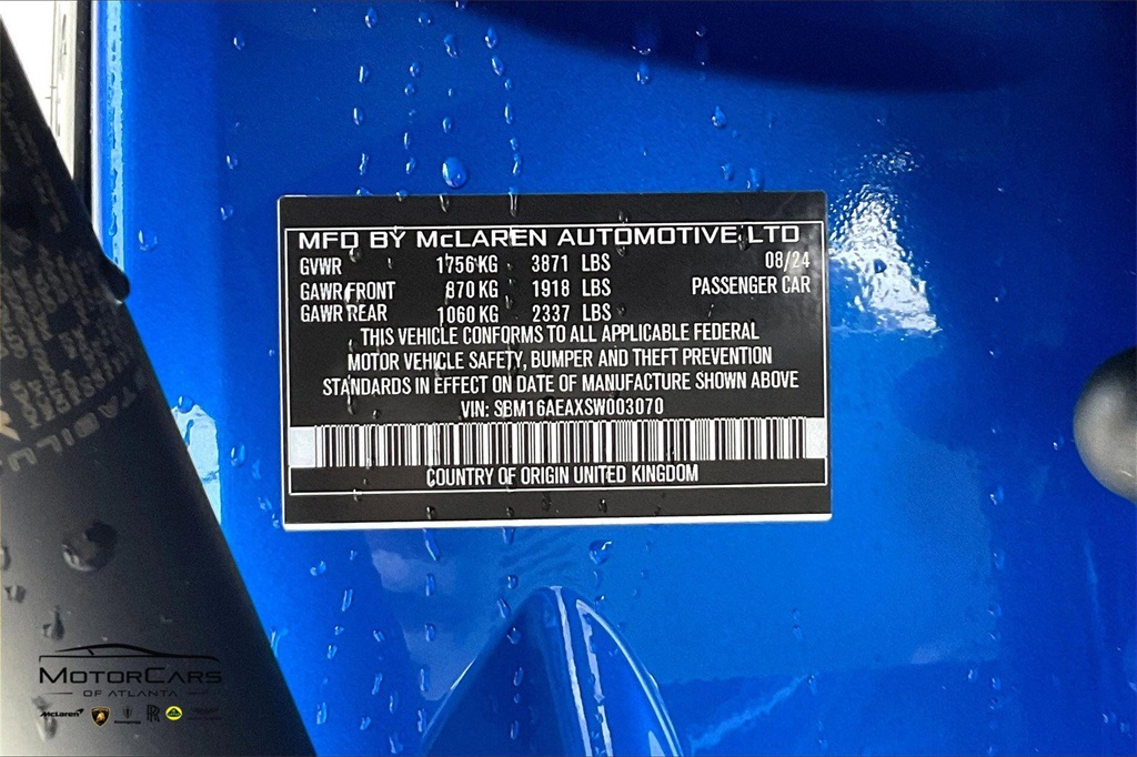 2025 MSO Bespoke Vega Blue McLaren Artura MSO EXTERIOR PAINT RWD Coupe