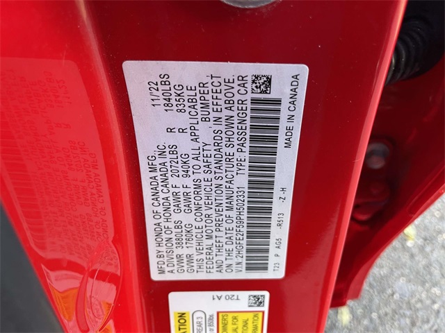 used 2023 Honda Civic car, priced at $21,398