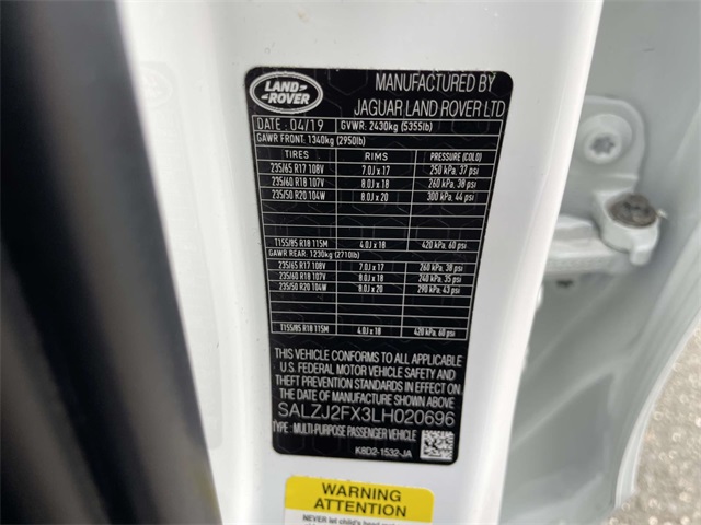 used 2020 Land Rover Range Rover Evoque car, priced at $21,434