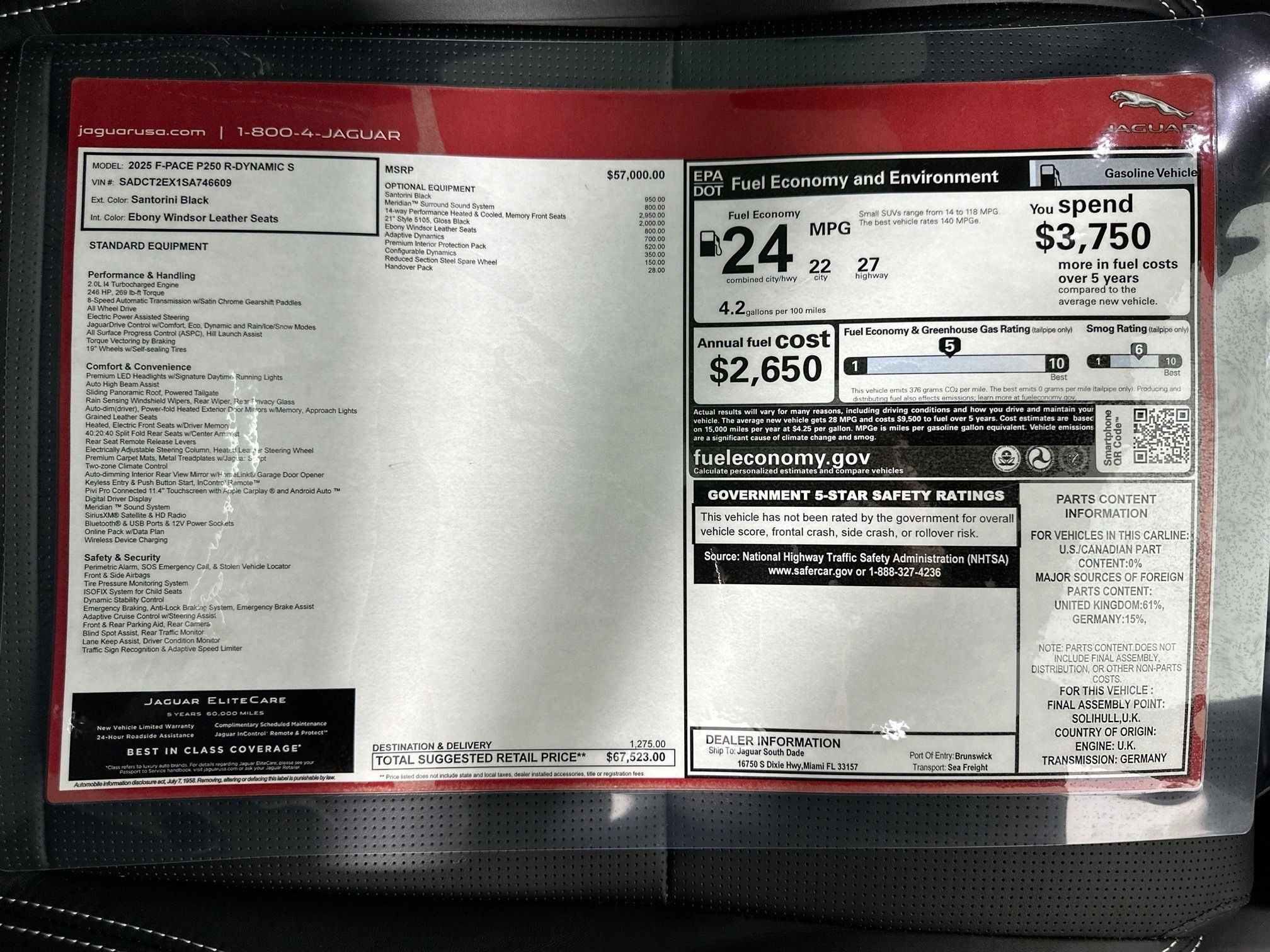 new 2025 Jaguar F-PACE car, priced at $67,523