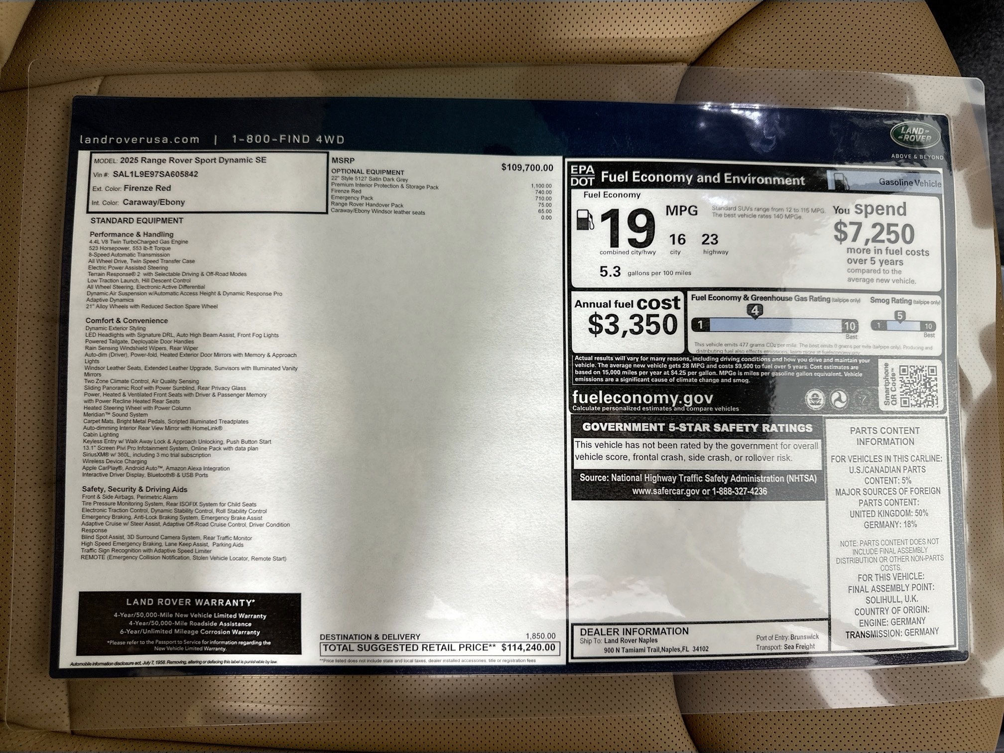 new 2025 Land Rover Range Rover Sport car, priced at $114,240