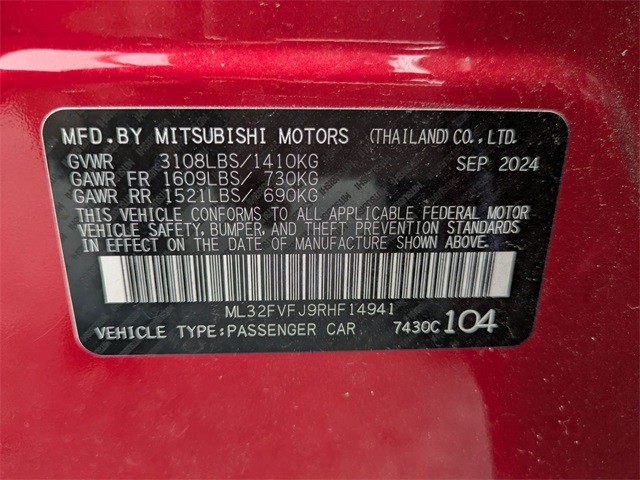 used 2024 Mitsubishi Mirage G4 car, priced at $15,911