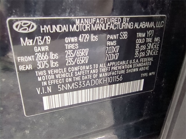 used 2019 Hyundai Santa Fe car, priced at $13,911