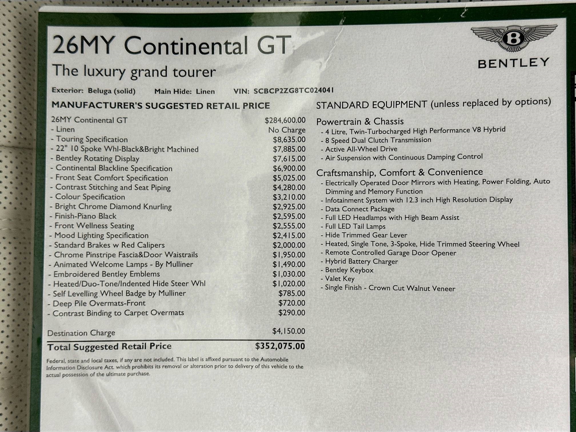 new 2026 Bentley Continental GT car