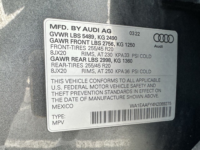 2022 Gray Audi Q5 45 S line Premium AWD SUV