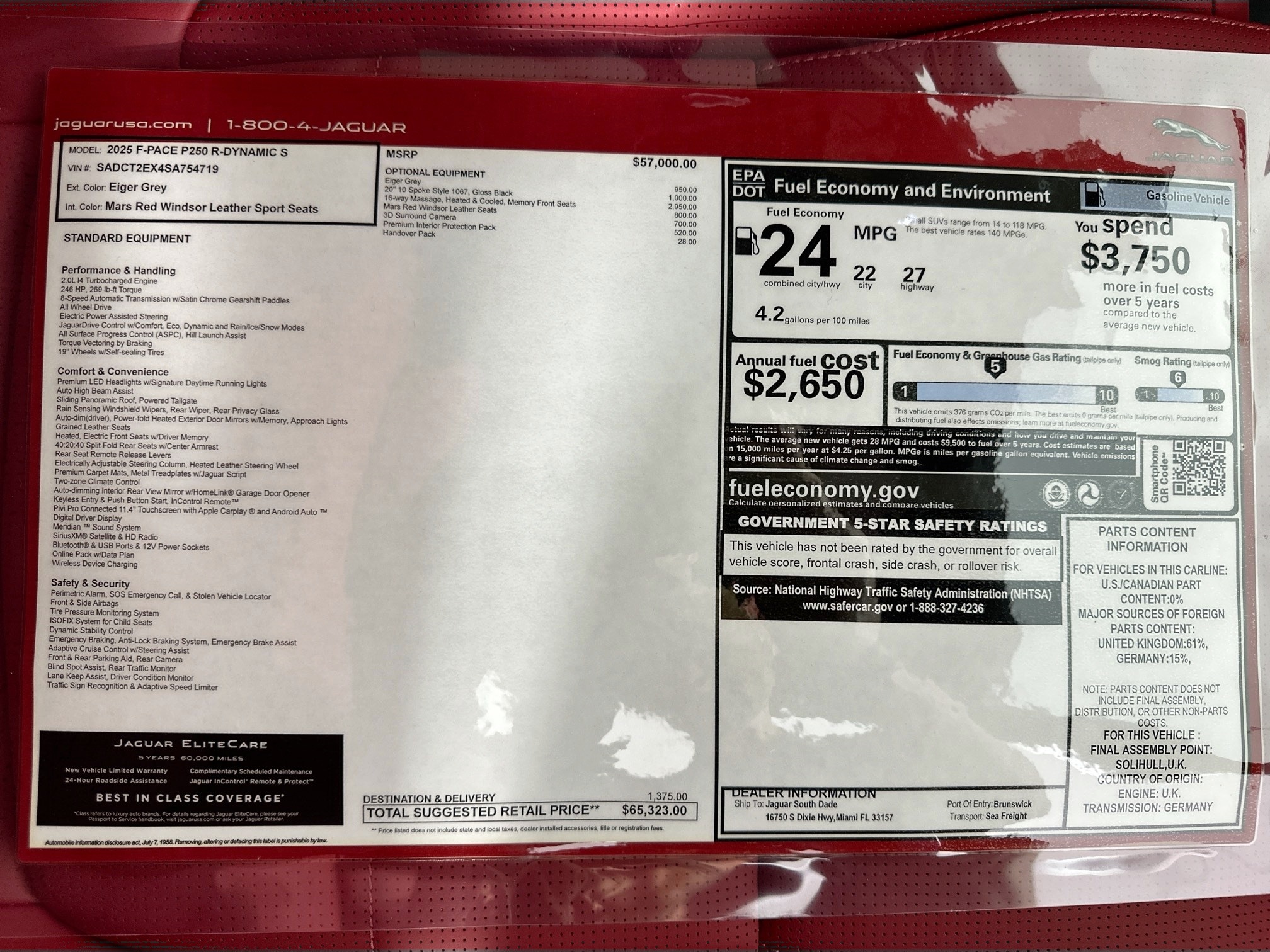 new 2025 Jaguar F-PACE car, priced at $65,323