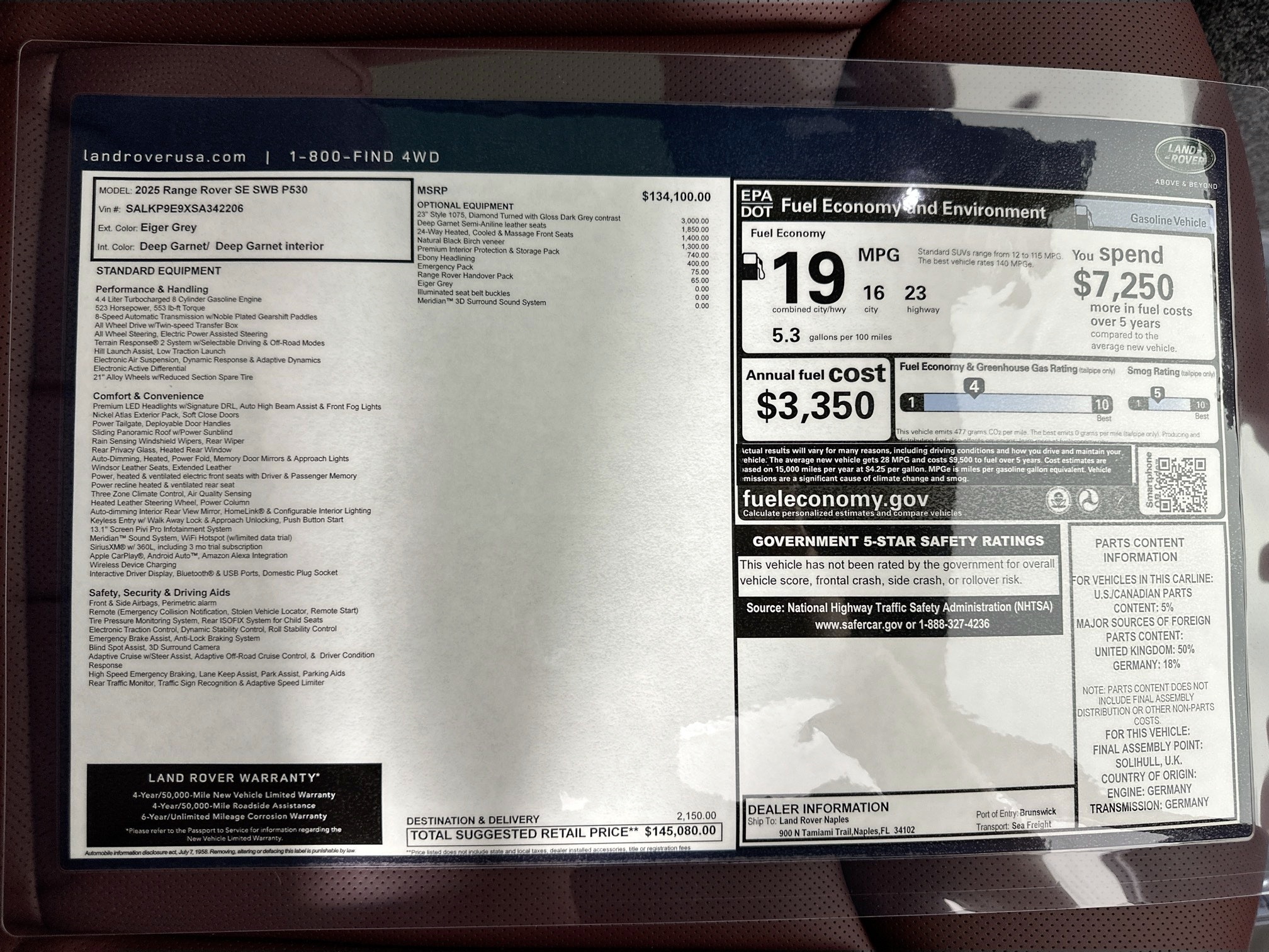 new 2025 Land Rover Range Rover car, priced at $145,080