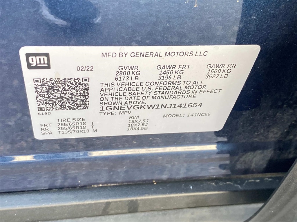 2022 Northsky Blue Metallic Chevrolet Traverse LT AWD SUV