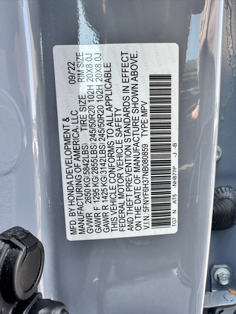 2022 Gray Honda Pilot Sport AWD SUV