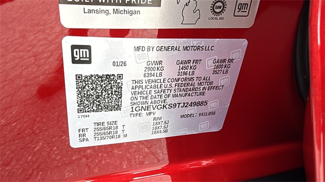 new 2026 Chevrolet Traverse car, priced at $45,765