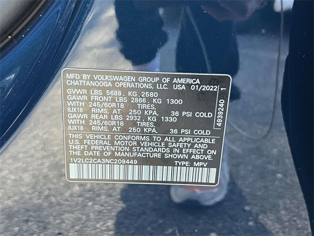 used 2022 Volkswagen Atlas Cross Sport car, priced at $25,847