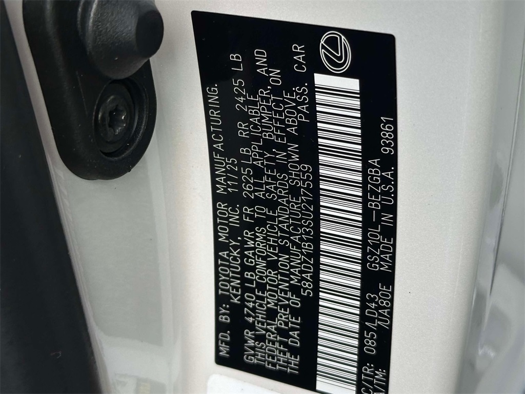 new 2025 Lexus ES car, priced at $51,114