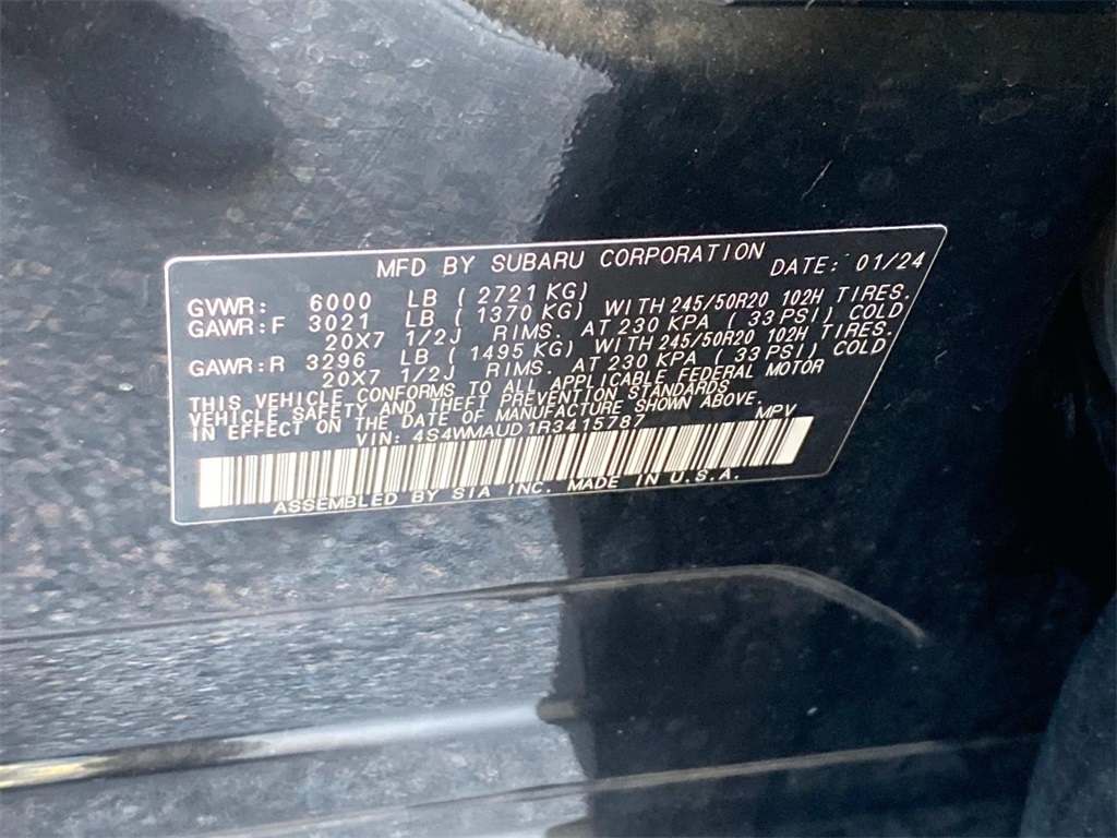 2024 Crystal Black Silica Subaru Ascent Limited AWD SUV