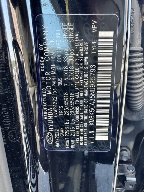 2022 Ultra Black Pearl Hyundai Kona Limited AWD SUV