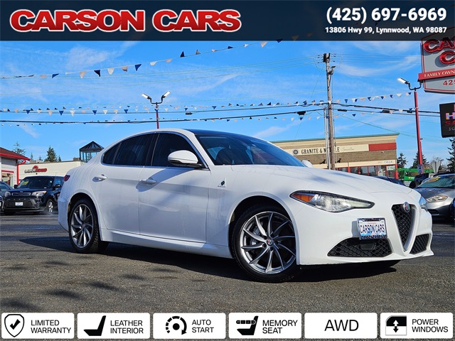 2017 White Alfa Romeo Giulia for Sale In Lynnwood WA - Everett WA - Seattle WA at Carson Cars Stock 36294 VIN ZARFAEDN7H7544949