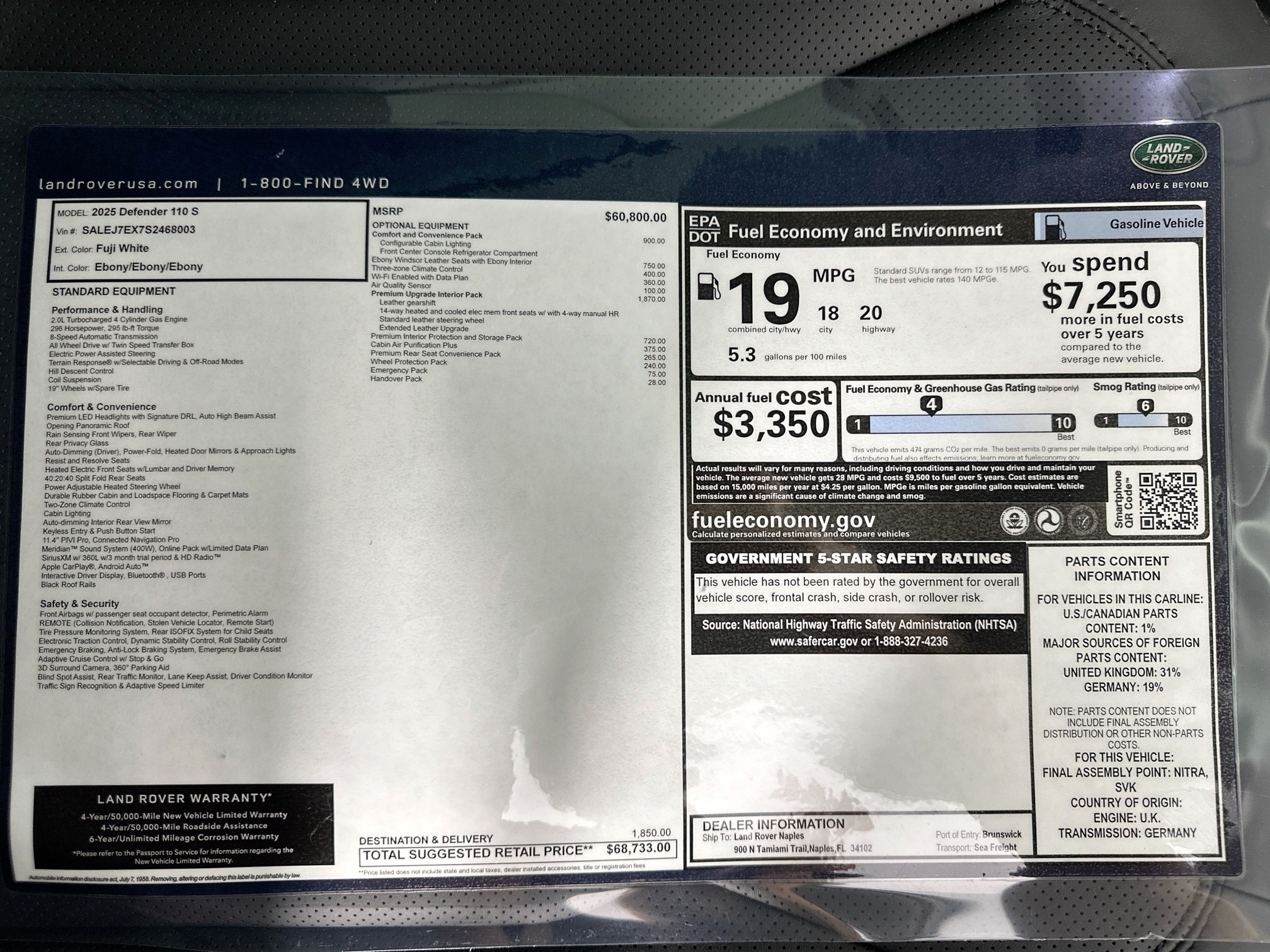 used 2025 Land Rover Defender 110 car, priced at $68,733