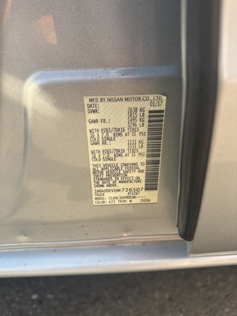 2017 Brilliant Silver Nissan Frontier S 4X4 Truck