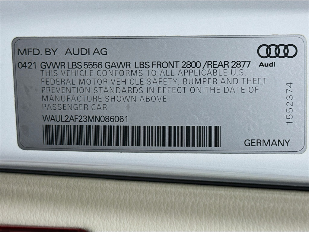 2021 Audi A6 3.0T Premium Plus:V3938