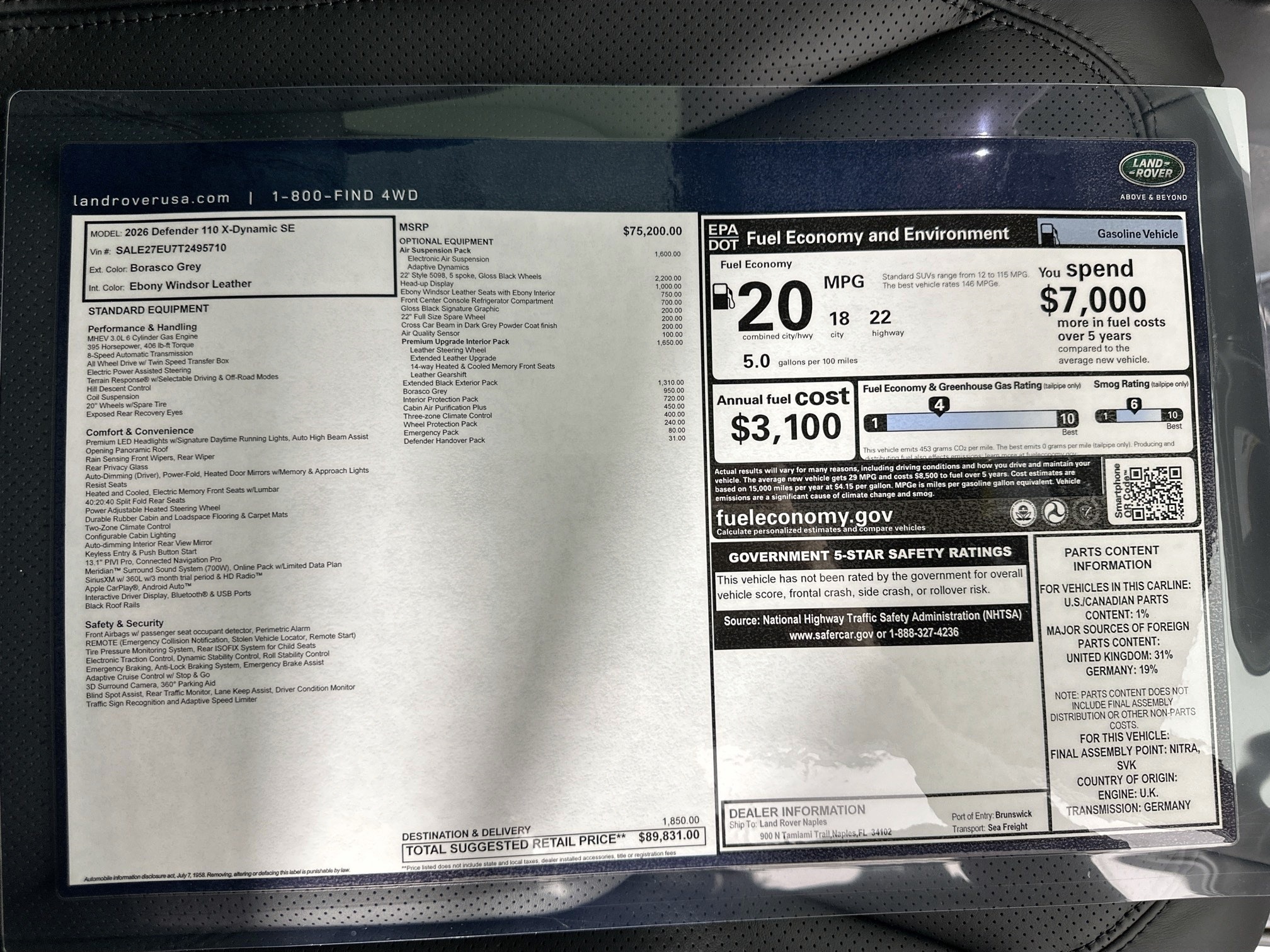 new 2026 Land Rover Defender 110 car, priced at $89,831