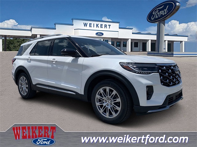 2025 Star White Metallic Tri-Coat Ford Explorer Platinum SUV