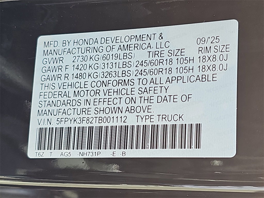 New 2026 Honda Ridgeline Truck