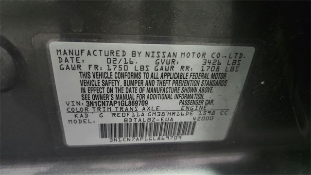 2016 Nissan Versa 1.6 SV FWD 2016 Nissan Versa 1.6 SV FWD