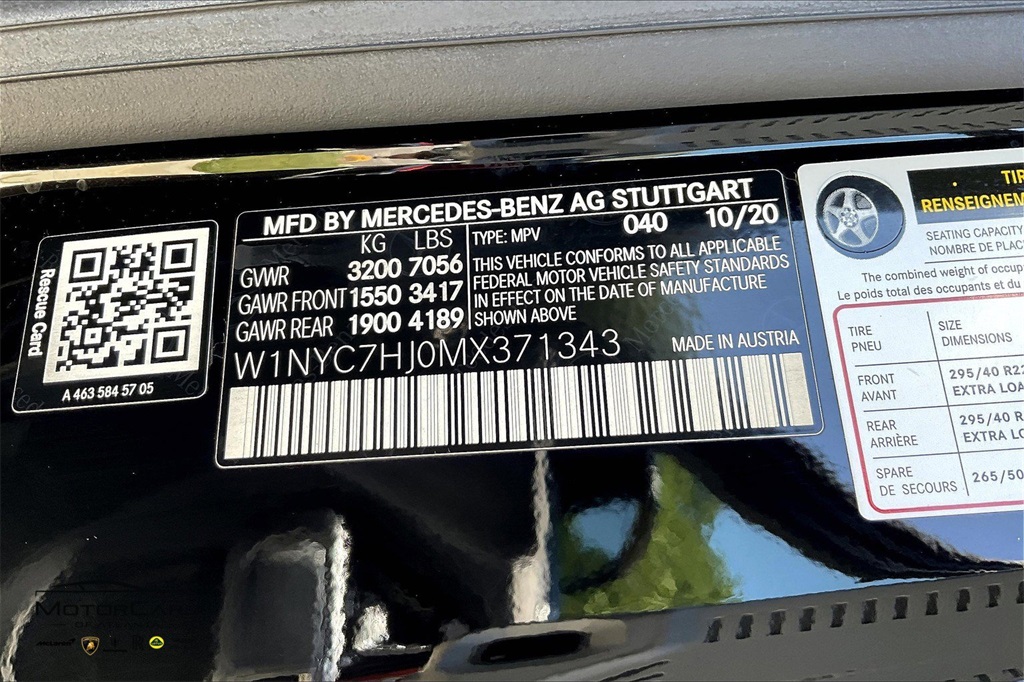 2021 Obsidian Black Metallic Mercedes-Benz G-Class G 63 AMG 4MATIC AWD SUV