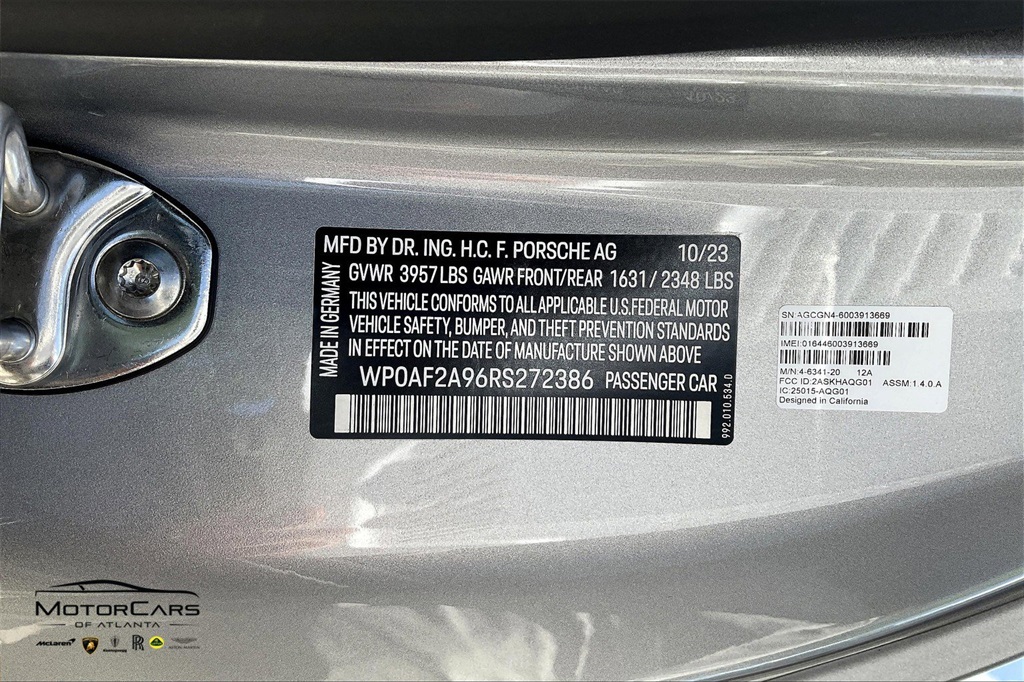 2024 GT Silver Metallic Porsche 911 GT3 RS RWD Coupe